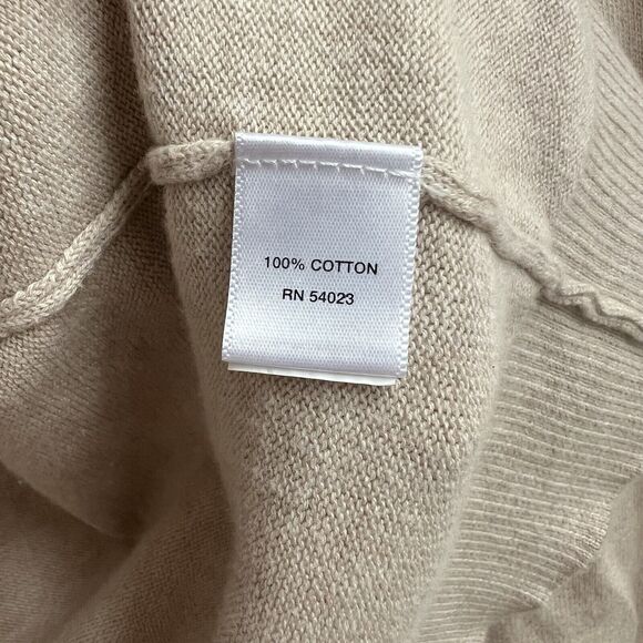 Banana Republic Open Knit Short Cardigan Sweater XS Oatmeal Crochet Trim Cotton - Picture 4 of 4